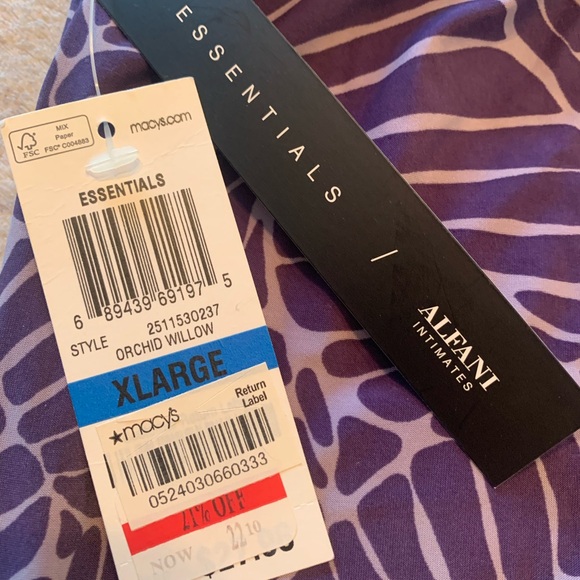 Alfani Women's Purple Leaf Print Pajama Pants Size XL NWT - Picture 6 of 6